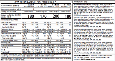 Nutrition Facts for Laval Mooncakes 8pcs