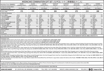Nutrition Facts for Mooncake Combination Gift Set