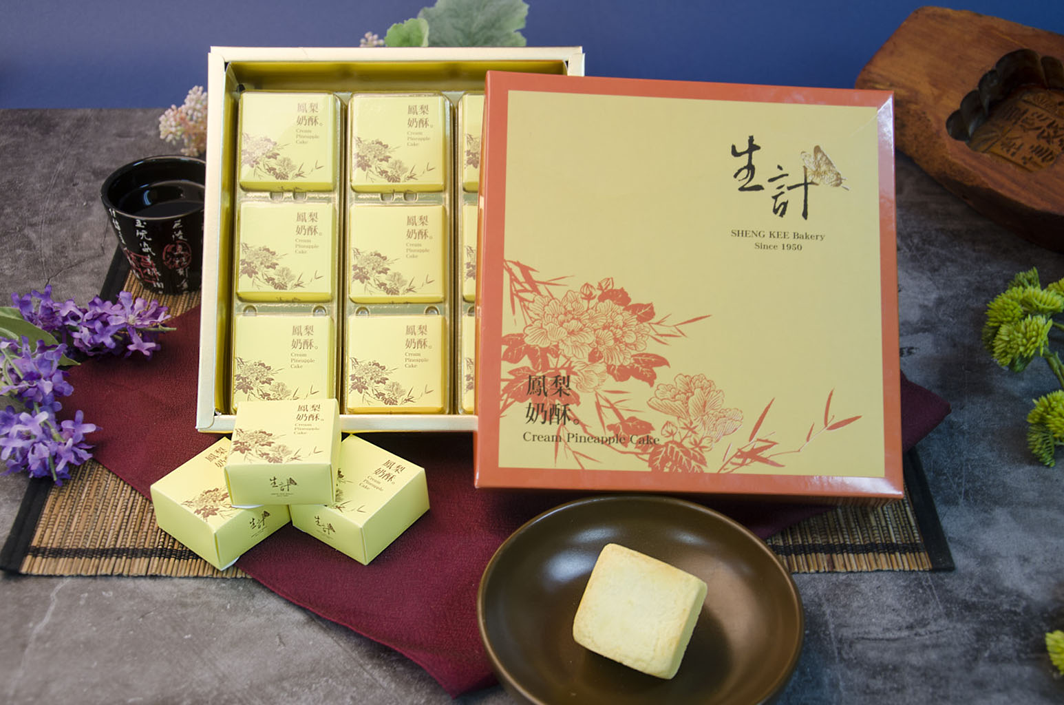 A Box of 9 Individually Wrapped Pineapple Pastries, Perfect for Sharing and Holiday Celebrations